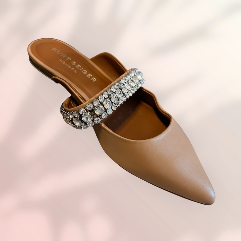 Kurt Geiger Brown Embellished Mules Sz 7